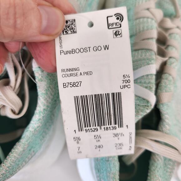 adidas Womens Pureboost Go, Clear Mint/White/Raw White, 7 M US - Picture 10 of 10
